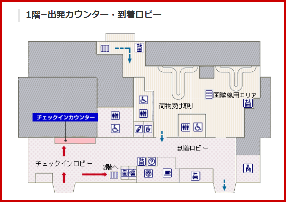 JAL国内線　いわて花巻空港のチェックインカウンター